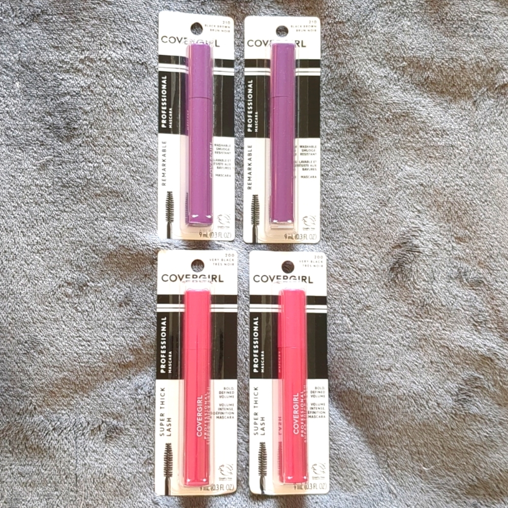 NWT Lot of 4: CoverGirl Very Black/Black Brown Mascaras